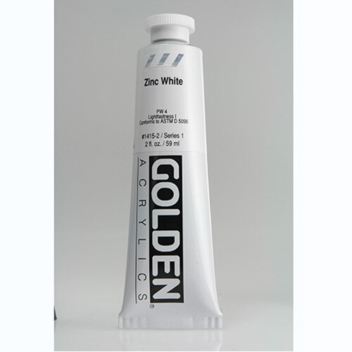 Golden, Heavy Body, Acrylic, Paint, 2oz, Zinc White